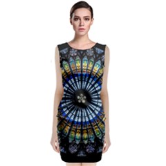Stained Glass Rose Window In France s Strasbourg Cathedral Classic Sleeveless Midi Dress