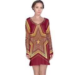 Christmas Star Seamless Pattern Long Sleeve Nightdress