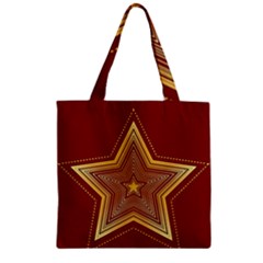 Christmas Star Seamless Pattern Zipper Grocery Tote Bag