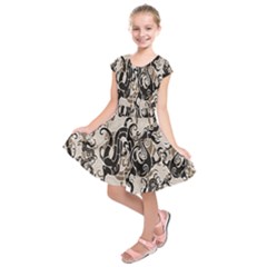 Dragon Pattern Background Kids  Short Sleeve Dress