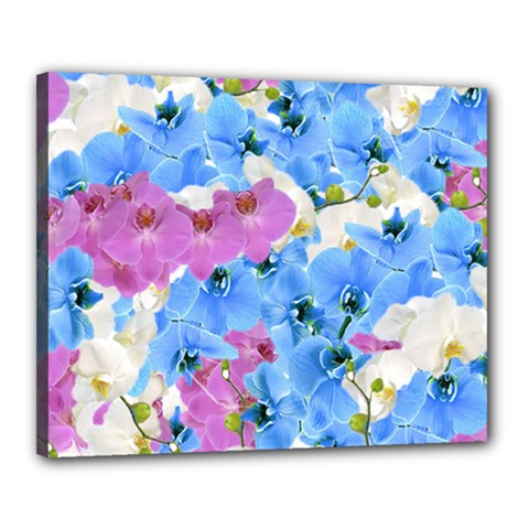 Tulips Floral Pattern Canvas 20  X 16  by paulaoliveiradesign