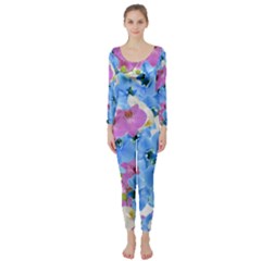 Tulips Floral Pattern Long Sleeve Catsuit