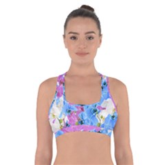 Tulips Floral Pattern Cross Back Sports Bra by paulaoliveiradesign