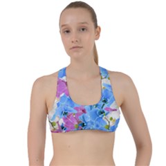 Tulips Floral Pattern Criss Cross Racerback Sports Bra