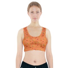 Peach Fruit Pattern Sports Bra With Pocket