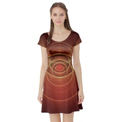 The Rusty Red Fractal Scarab Of Fiery Old Man Ra Short Sleeve Skater Dress by jayaprime