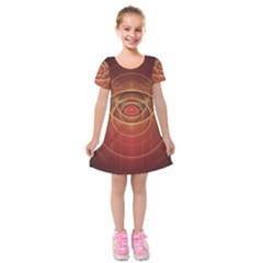 The Rusty Red Fractal Scarab Of Fiery Old Man Ra Kids  Short Sleeve Velvet Dress by jayaprime