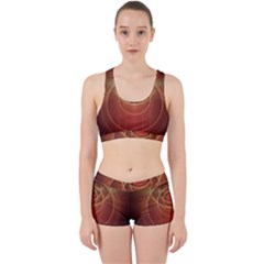 The Rusty Red Fractal Scarab Of Fiery Old Man Ra Work It Out Sports Bra Set by jayaprime