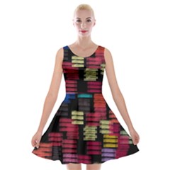 Colorful Horizontal Paint Strokes                    Velvet Skater Dress by LalyLauraFLM