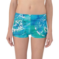 Blue Watercolors Circle                              Reversible Boyleg Bikini Bottoms by LalyLauraFLM