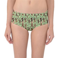 Puppy Dog Pattern Mid-waist Bikini Bottoms