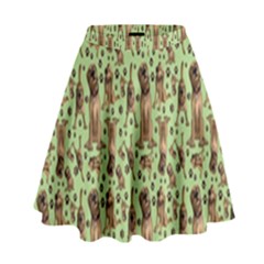 Puppy Dog Pattern High Waist Skirt