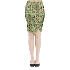 Puppy Dog Pattern Midi Wrap Pencil Skirt