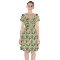 Puppy Dog Pattern Short Sleeve Bardot Dress