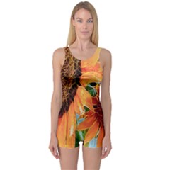 Sunflower Art  Artistic Effect Background One Piece Boyleg Swimsuit by BangZart