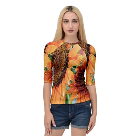 Sunflower Art  Artistic Effect Background Quarter Sleeve Tee by BangZart