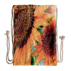 Sunflower Art  Artistic Effect Background Drawstring Bag (large)