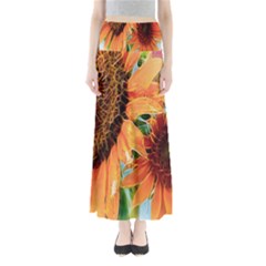 Sunflower Art  Artistic Effect Background Full Length Maxi Skirt