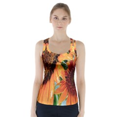 Sunflower Art  Artistic Effect Background Racer Back Sports Top