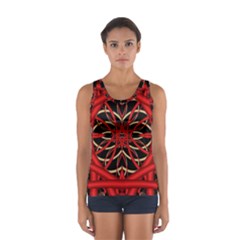 Fractal Wallpaper With Red Tangled Wires Sport Tank Top  by BangZart