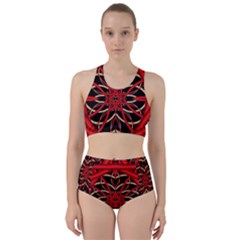 Fractal Wallpaper With Red Tangled Wires Bikini Swimsuit Spa Swimsuit  by BangZart