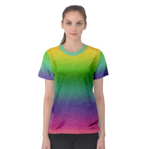 Metallic Rainbow Glitter Texture Women s Sport Mesh Tee by paulaoliveiradesign