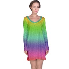 Metallic Rainbow Glitter Texture Long Sleeve Nightdress by paulaoliveiradesign