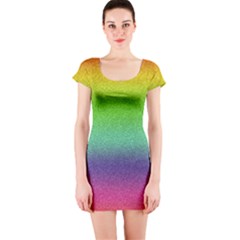 Metallic Rainbow Glitter Texture Short Sleeve Bodycon Dress by paulaoliveiradesign
