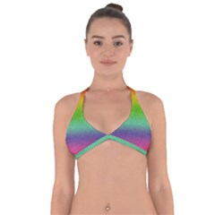 Metallic Rainbow Glitter Texture Halter Neck Bikini Top by paulaoliveiradesign