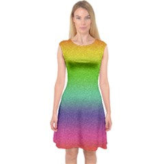 Metallic Rainbow Glitter Texture Capsleeve Midi Dress by paulaoliveiradesign