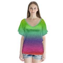 Metallic Rainbow Glitter Texture Flutter Sleeve Top by paulaoliveiradesign