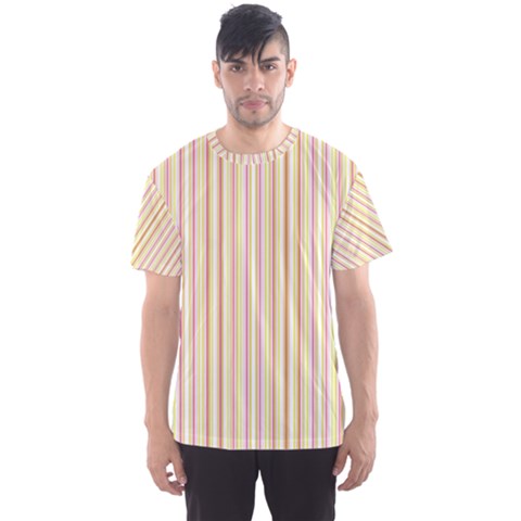 Stripes Pink And Green  Line Pattern Men s Sports Mesh Tee by paulaoliveiradesign