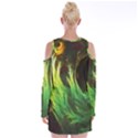 A Seaweed s DeepDream of Faded Fractal Fall Colors Velvet Long Sleeve Shoulder Cutout Dress View2