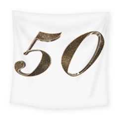 Number 50 Elegant Gold Glitter Look Typography 50th Anniversary Square Tapestry (large) by yoursparklingshop