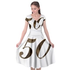 Number 50 Elegant Gold Glitter Look Typography 50th Anniversary Cap Sleeve Wrap Front Dress by yoursparklingshop