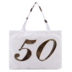 Number 50 Elegant Gold Glitter Look Typography Medium Zipper Tote Bag by yoursparklingshop