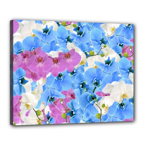 Tulips Flower Pattern Canvas 20  X 16  by paulaoliveiradesign