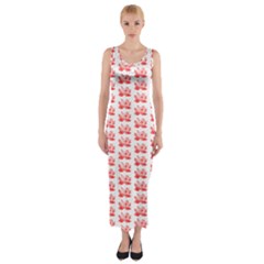 Red Lotus Floral Pattern Fitted Maxi Dress by paulaoliveiradesign