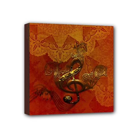 Golden Clef On Vintage Background Mini Canvas 4  X 4  by FantasyWorld7