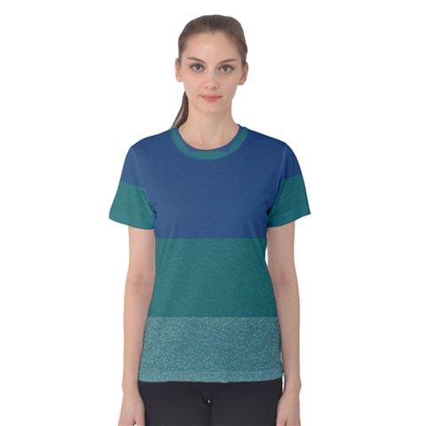 Blue Gradient Glitter Texture Pattern  Women s Cotton Tee by paulaoliveiradesign