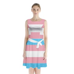 Trans Pride Sleeveless Waist Tie Chiffon Dress