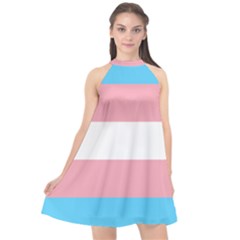 Trans Pride Halter Neckline Chiffon Dress  by Crayonlord
