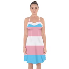 Trans Pride Ruffle Detail Chiffon Dress