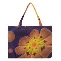 Beautiful Violet & Peach Primrose Fractal Flowers Medium Tote Bag by jayaprime