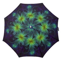 Blue And Green Fractal Flower Of A Stargazer Lily Straight Umbrellas by jayaprime