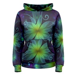 Blue And Green Fractal Flower Of A Stargazer Lily Women s Pullover Hoodie by jayaprime