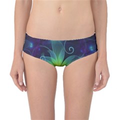 Blue And Green Fractal Flower Of A Stargazer Lily Classic Bikini Bottoms by jayaprime