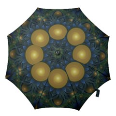 Beautiful Orange & Blue Fractal Sunflower Of Egypt Hook Handle Umbrellas (small) by jayaprime