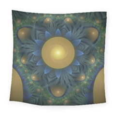 Beautiful Orange & Blue Fractal Sunflower Of Egypt Square Tapestry (large) by jayaprime