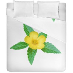 Yellow Flower With Leaves Photo Duvet Cover Double Side (california King Size)